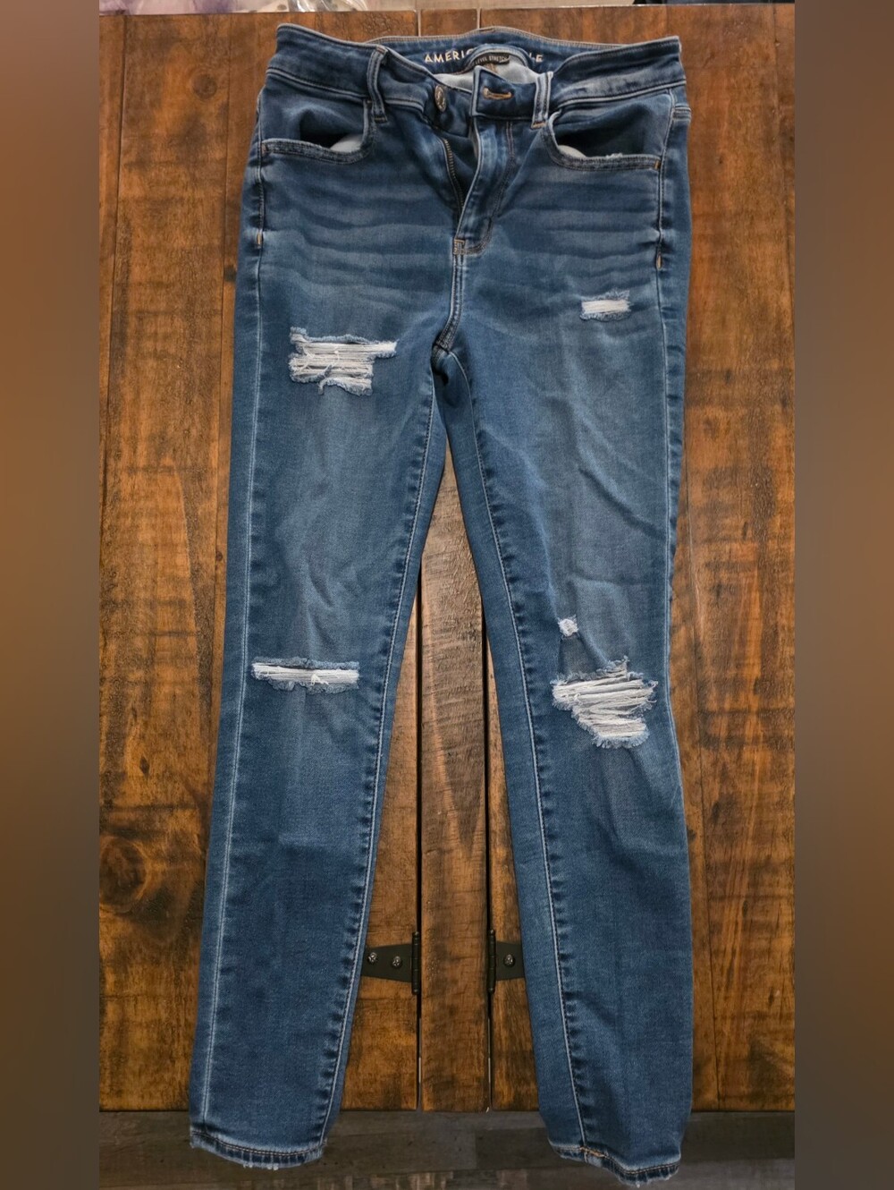American Eagle Outfitters Distressed Skinny Jeans - Blue